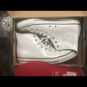 White patent leather converse